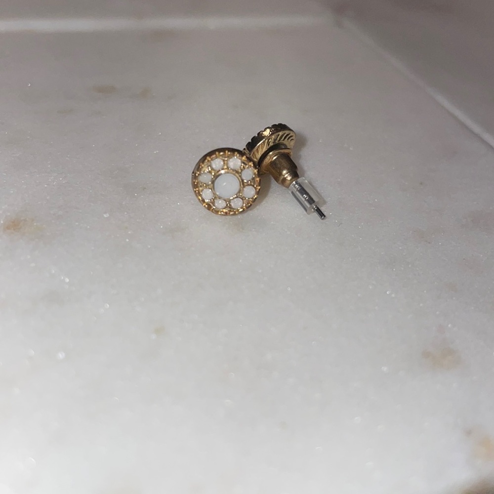 Round white beaded post earrings